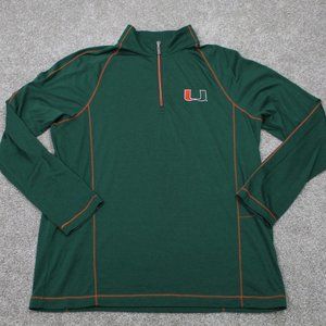 Miami Hurricanes Tommy Bahama Sweater Men's M‎ Green 1/4 Zip L/S Pullover Shirt